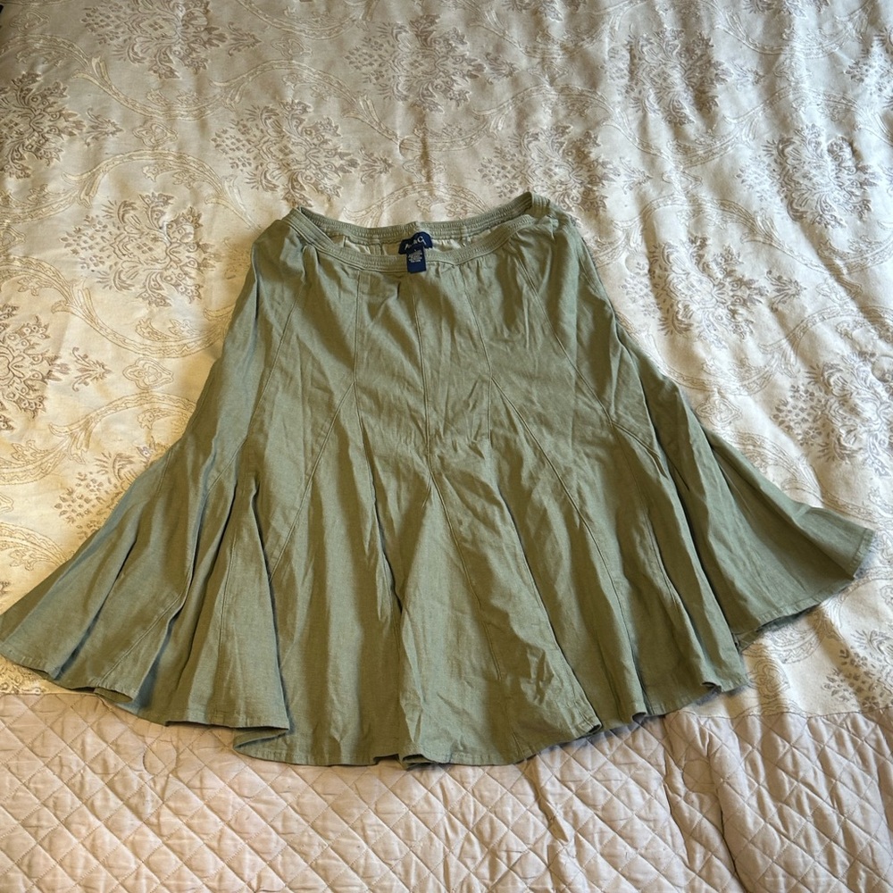 Denim&Co Sage Green Circle Skater Skirt